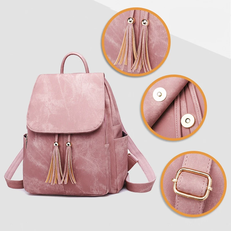 Women Vintage Soft Leather Backpack Purse Fashion Rucksack Practical and Stylish Retro Daypack Bag