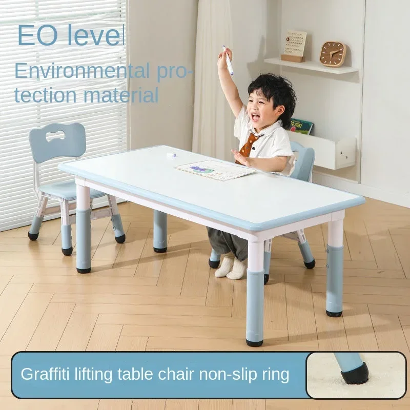 

Children's graffiti table and chair set can lift kindergarten special table home early education reading toy drawing table