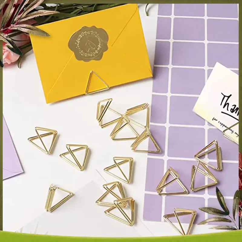 New-60Pcs Triangle Shape Card Holders Wedding Table Number Holders Photo Holder Pictures Stand Clips For Anniversary Party