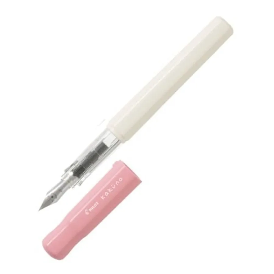 

Kakuno Fine-Nib Fountain Pen White Body Soft Pink Cap FKA-1SR-SPF