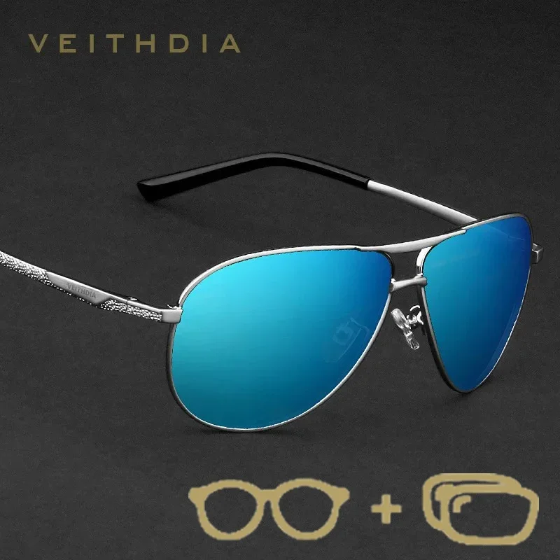 

VEITHDIA брендовые модные мужские солнцезащитные очки по рецепту на заказ, зеркальные поляризационные линзы UV400, очки для близорукости для мужчин и женщин PJ2556