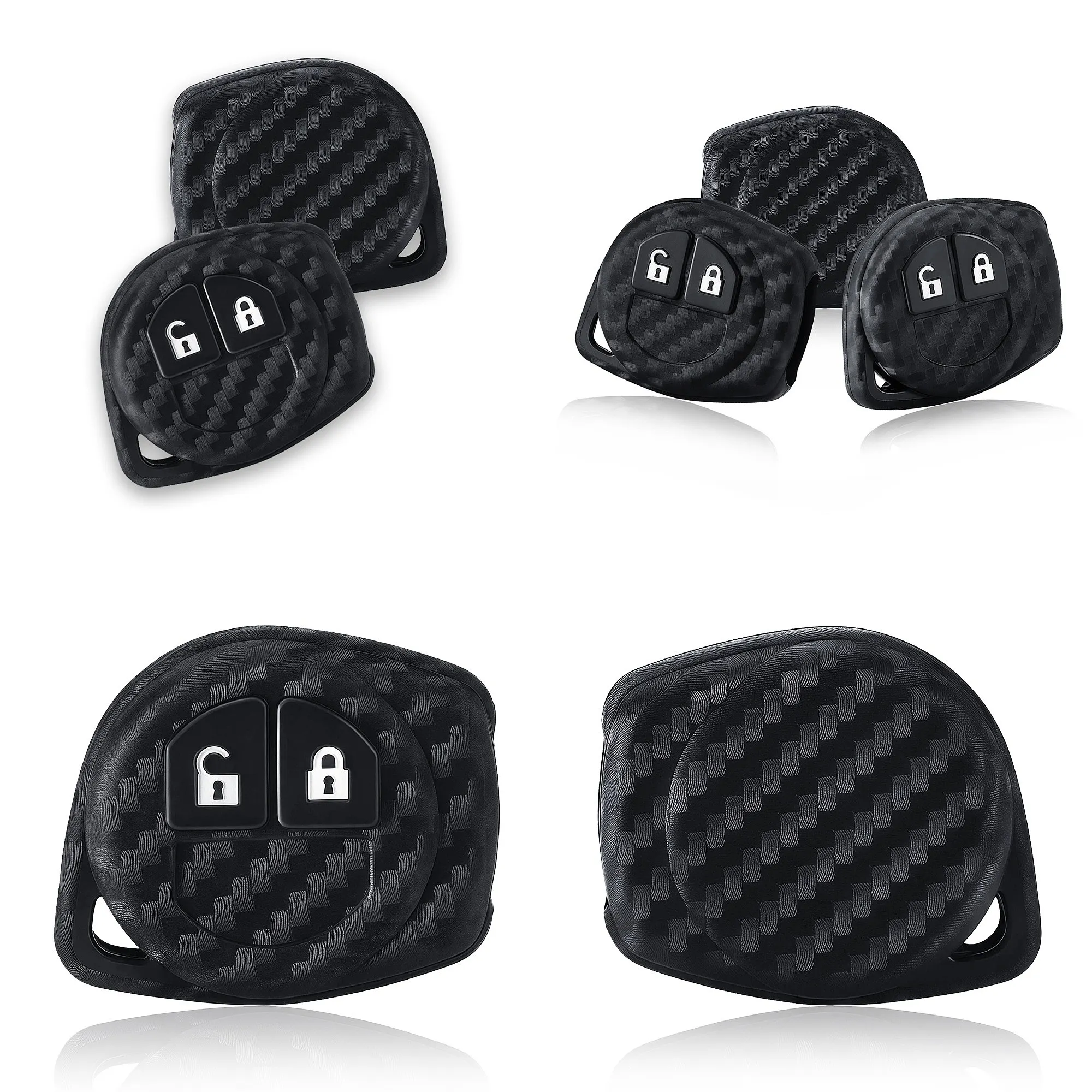 2 Button NEW Arrival Carbon Fiber Silicone For Suzuki Igins Alto SX4 Vauxhall Agila 2005-2010 Car Key Case Cover Car Styling