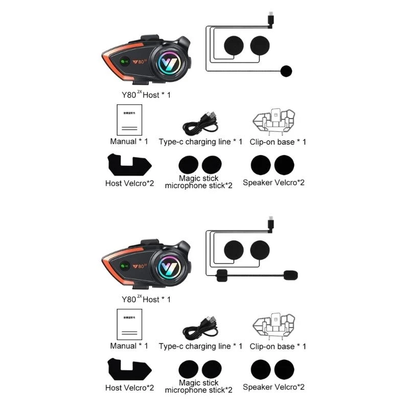 Capacete da motocicleta fone ouvido alto-falante 800m alcance sem fio equitação interfone à prova dwaterproof água redução