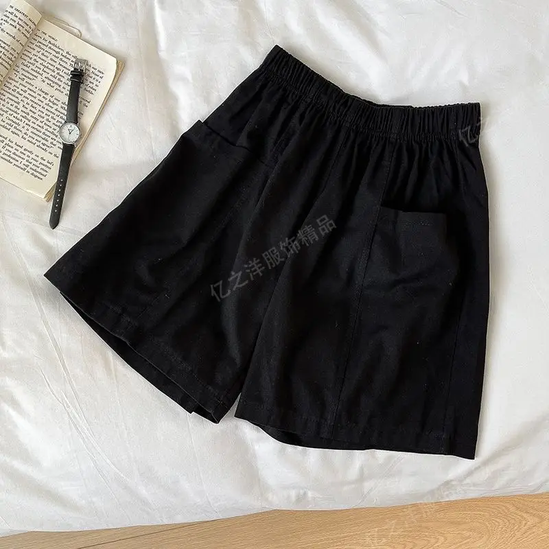 Women's Clothing Solid Red Utility Shorts Summer Loose New Arrival Korean Style Casual Stylish Outerwear Wide Leg Thin