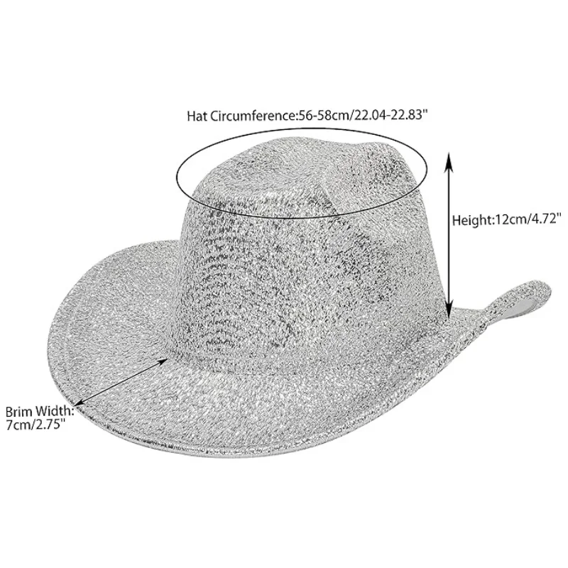홍루안 골든 글리터 코스튬 모자 성인용 & 카우보이 모자 여성용 라인스톤, 카우보이 코스프레 여성 액세서리 & 카우걸 캡