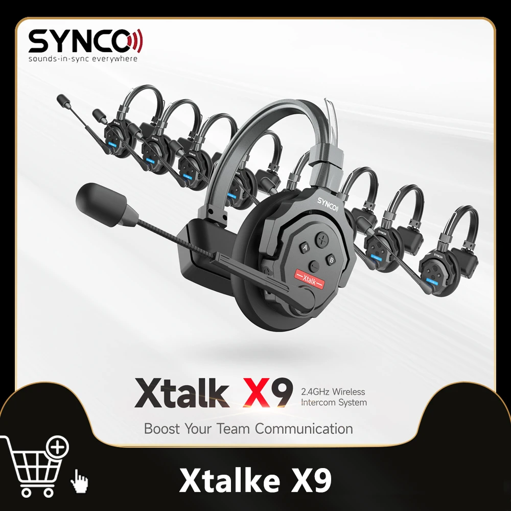 

SYNCO XTalk X9 2.4GHz Wireless Intercom System Headset for Performance Team with battery bag For Live Show Stage Headphone