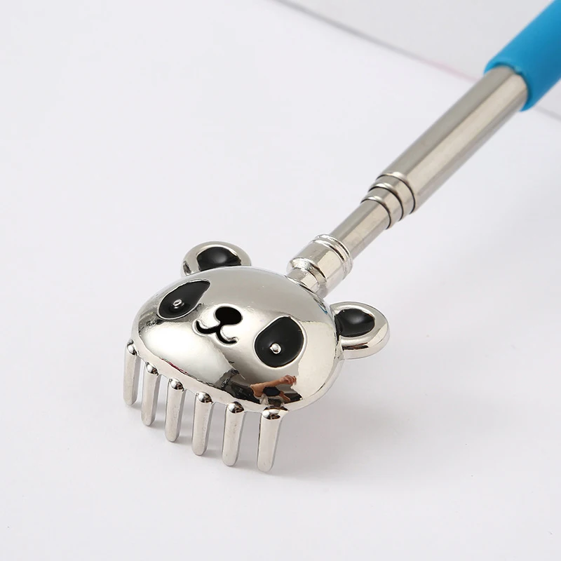 Panda Six Teeth Stainless Steel Back Scratcher Telescopic Back Itching Relief Massager Portable For Old Man Household