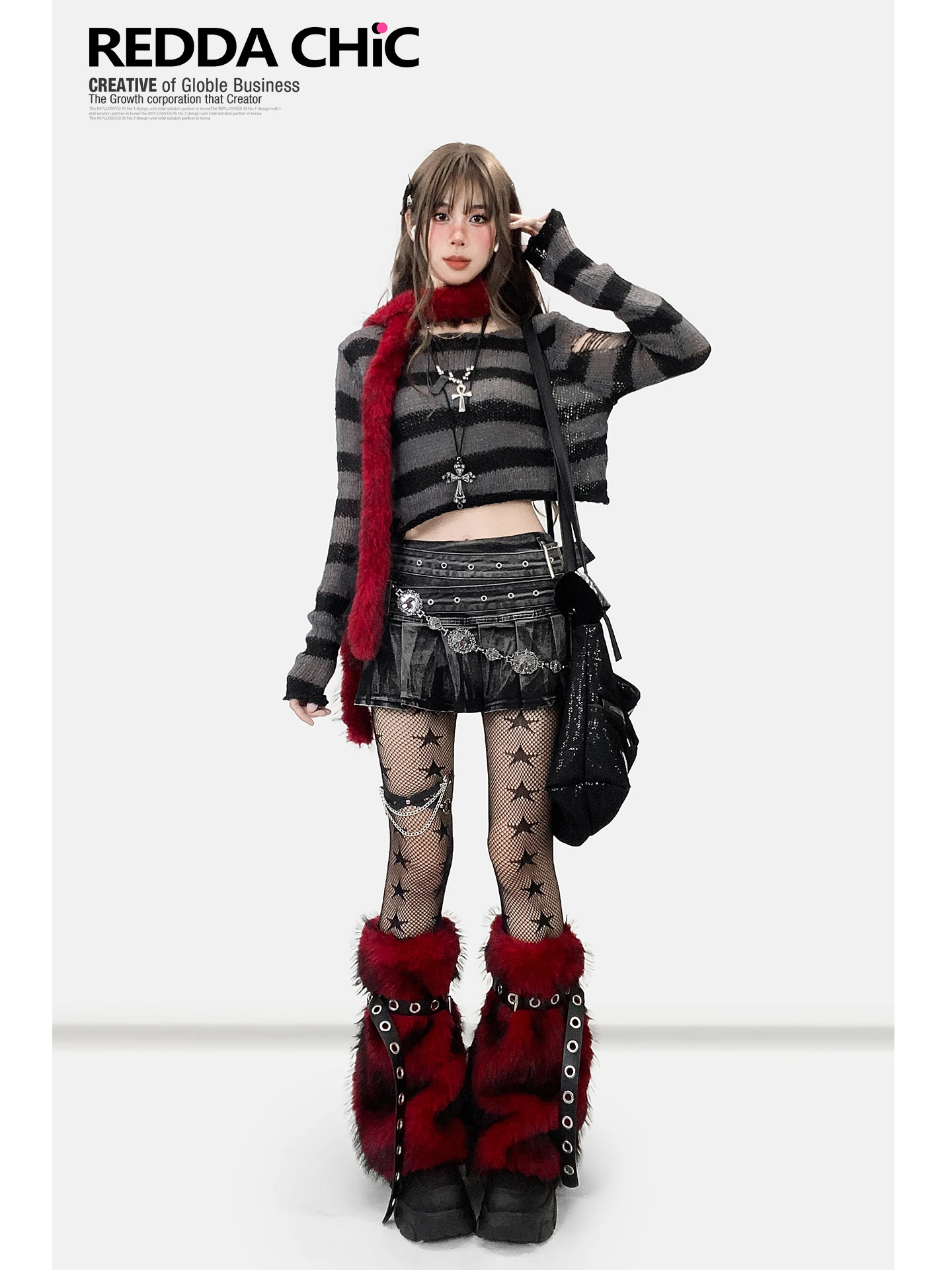 ファッションスウィートクールダークサブカルチャーデニムプリーツスカートタイダイグラデーションダブルベルトローウエストAラインY2Kミニスカート女性用