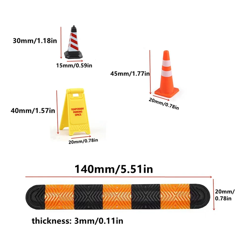 B24C-2Pcs 1:18 Cinto de desaceleração de simulação/Colisão de velocidade/acessórios de cena de corcunda de velocidade 1/18 modelo de carro estacionamento subterrâneo