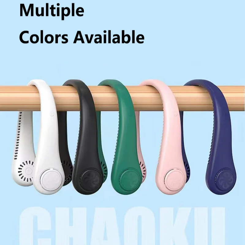Lenovo 5 Speed Digital Display Bladeless Hanging Neck Fan USB Charging Portable Lazy Person Sports Folding Mini Electric Fan