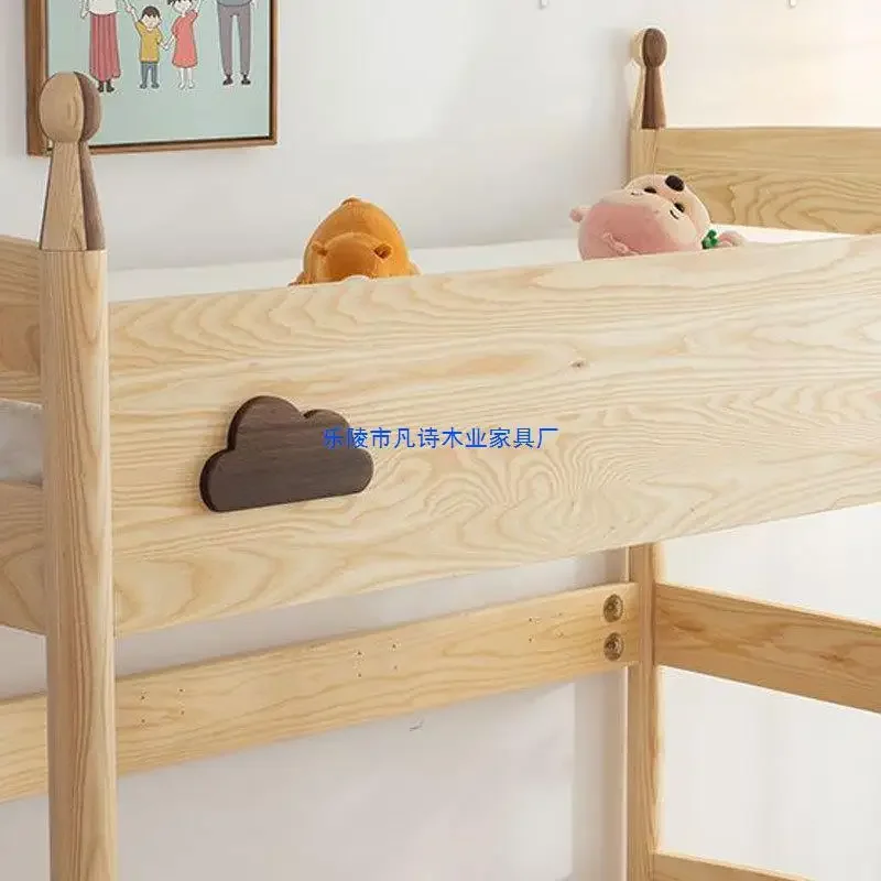 سرير للأم والطفل مصنوع من خشب الرماد الشمالي بالكامل، سرير بسيط للأطفال من خشب الجوز الأسود متعدد الوظائف عالي ومنخفض