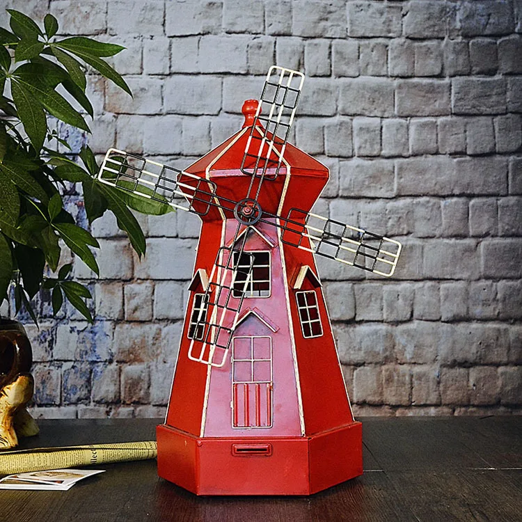 Creative retro windmill model home soft decoration wrought iron windmill window display ornament photography props wholesale
