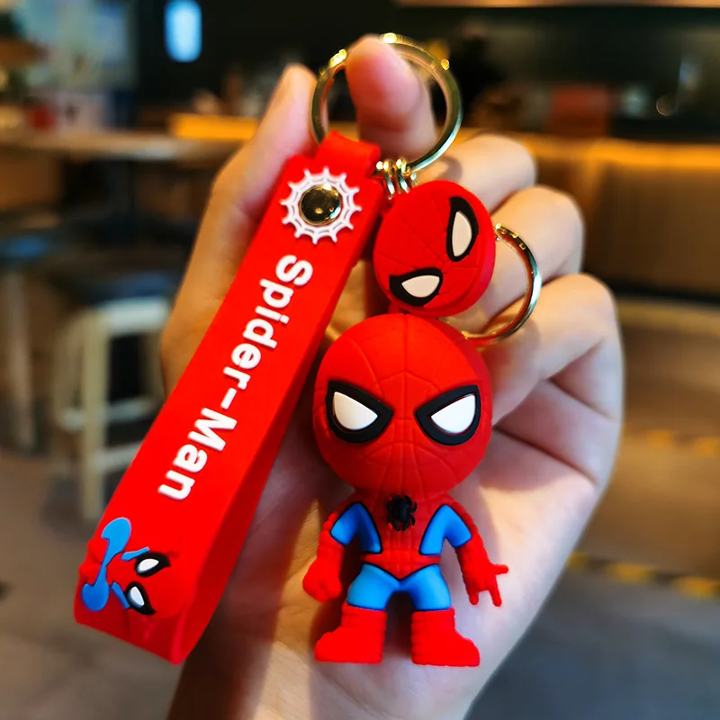 Cartoon Spider Man Doll Keyrings Superhero Spiderman Keychains Avengers Anime Figure Pendant Keyholder Car Key Chains