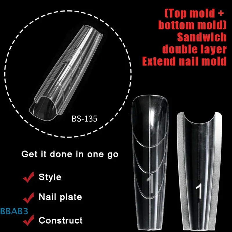 【B】Sandwich Dual Nail Forms 240pcs 15size Extensions-Dual Forms Doodskist Amandel Nagel Forms Top Mold Bottom Mold