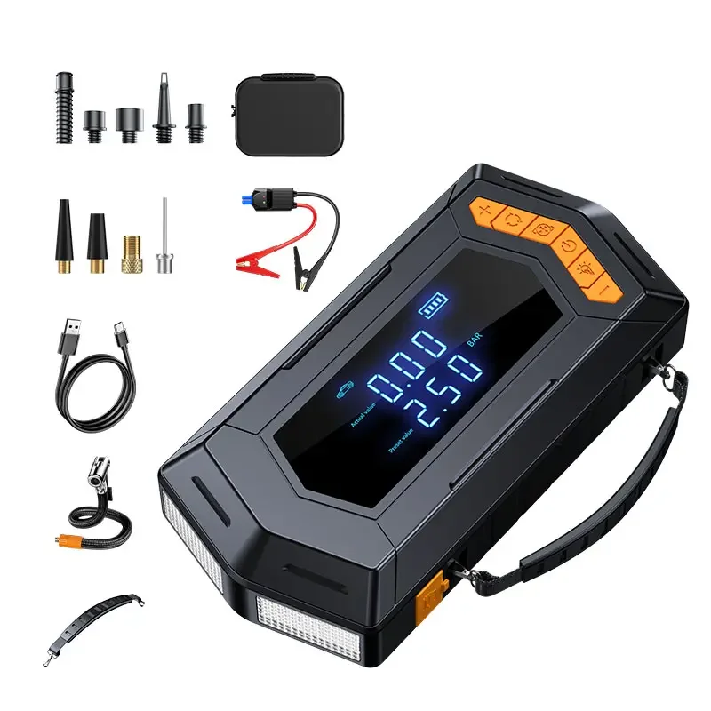 BUVAYE Portable Car Jump Starter With 150PSI Vacuum Extraction Air Compressor, 12V 6000A Car Battery Jump Starter Battery Pack