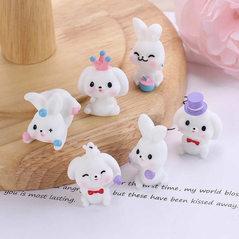 1Pcs Cute Magic DIY Rabbit Ornament Resin Craft Micro Landscape Horticultural Performance Little Rabbit Desktop Accessories