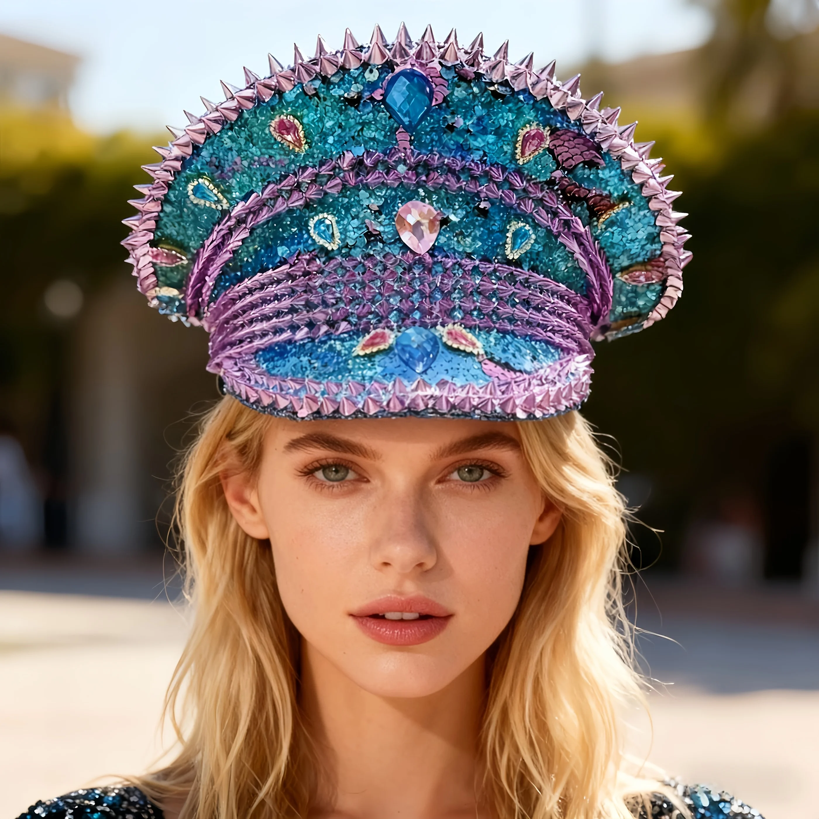 

HongLuan синяя шляпа капитана в стиле стимпанк со стразами для женского фестиваля Burning Man, винтажные военные аксессуары и военная кепка для мужчин