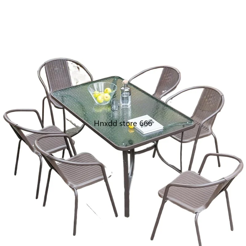 

Outdoor tables and chairs with umbrella combination casual external table and chairs waterproof and sunscreen