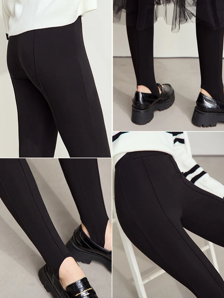 AMII Minimalist Leggings Women 2024 Winter Trouser Slim Yoga High Elastic Thermal Warmth Casual Trample Feet Pants 12424088