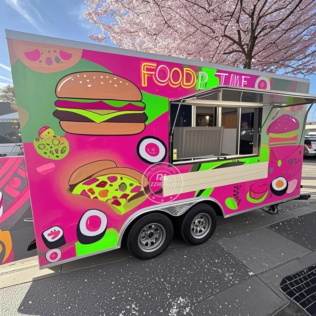 

Stainless steel customization Concession Trailer Mobile Food Trailer Manufacturer With Full Kitchen Equipments for Sale in Usa