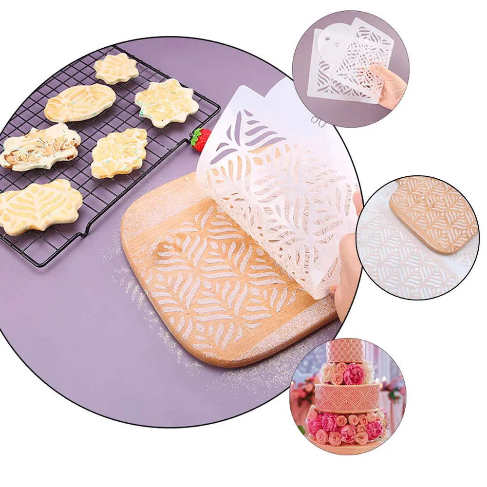 

Fondant Cake Mesh Stencil Stamps Stencils Embossing Tool Plastic Spray Mold Cookies Chocolate Drawing Painting For Decorating