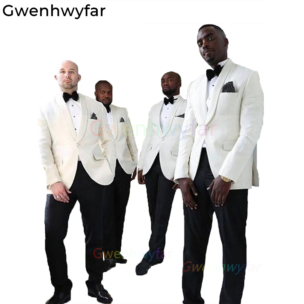 

Gwenhwyfar 2023 Wedding Tuxedos for Groomsmen 2 Pieces Slim Fit Men Suits Set Jacket with Pants Best Man Fashion Clothes Costume