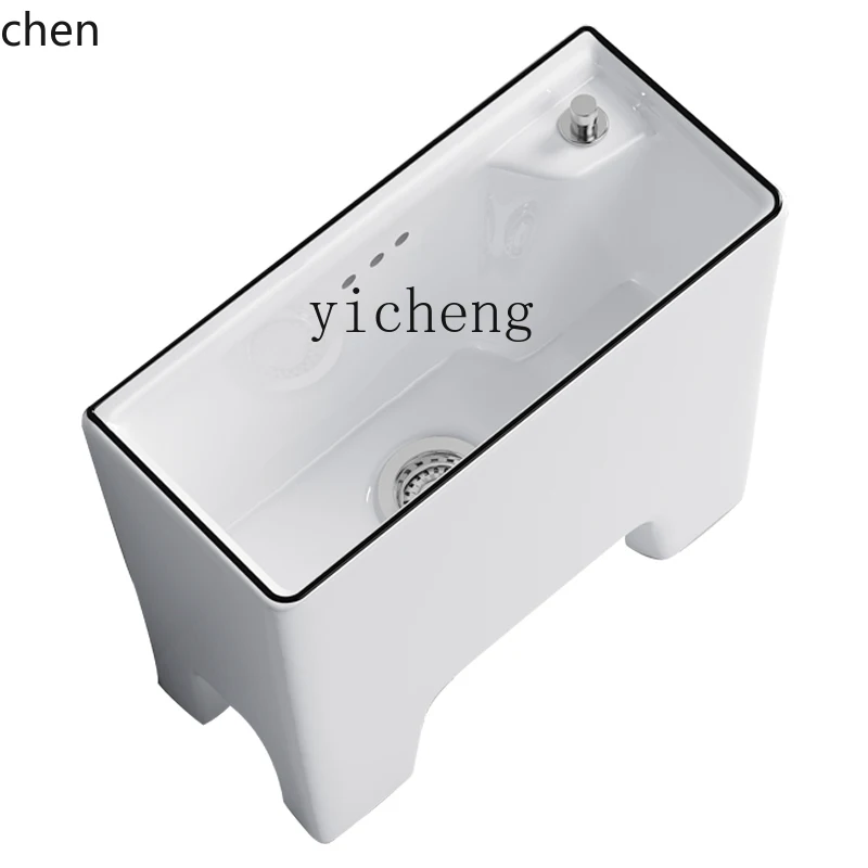 YFY  Home Balcony Bathroom Ultra Narrow Small High Leg Ceramic Mop Pool Wash Mop Sink