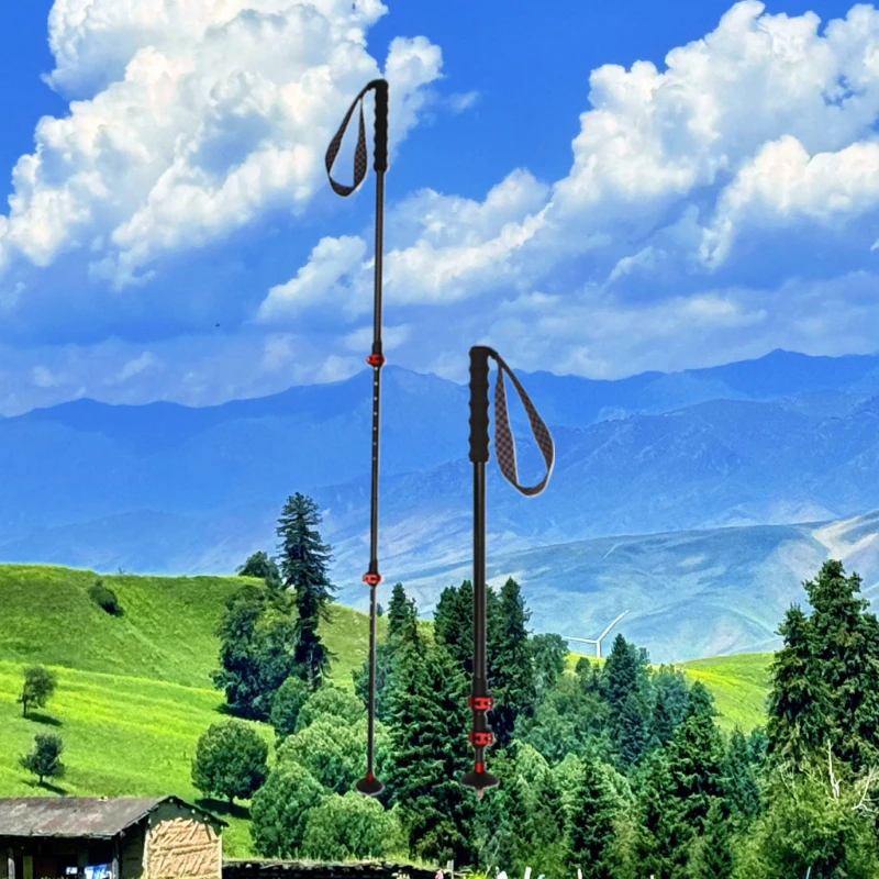 50–120 cm Outdoor-Trekkingstock aus Kohlefaser, leicht, teleskopisch, verstellbar, Wanderstock für Camping, Klettern, Bergreisen