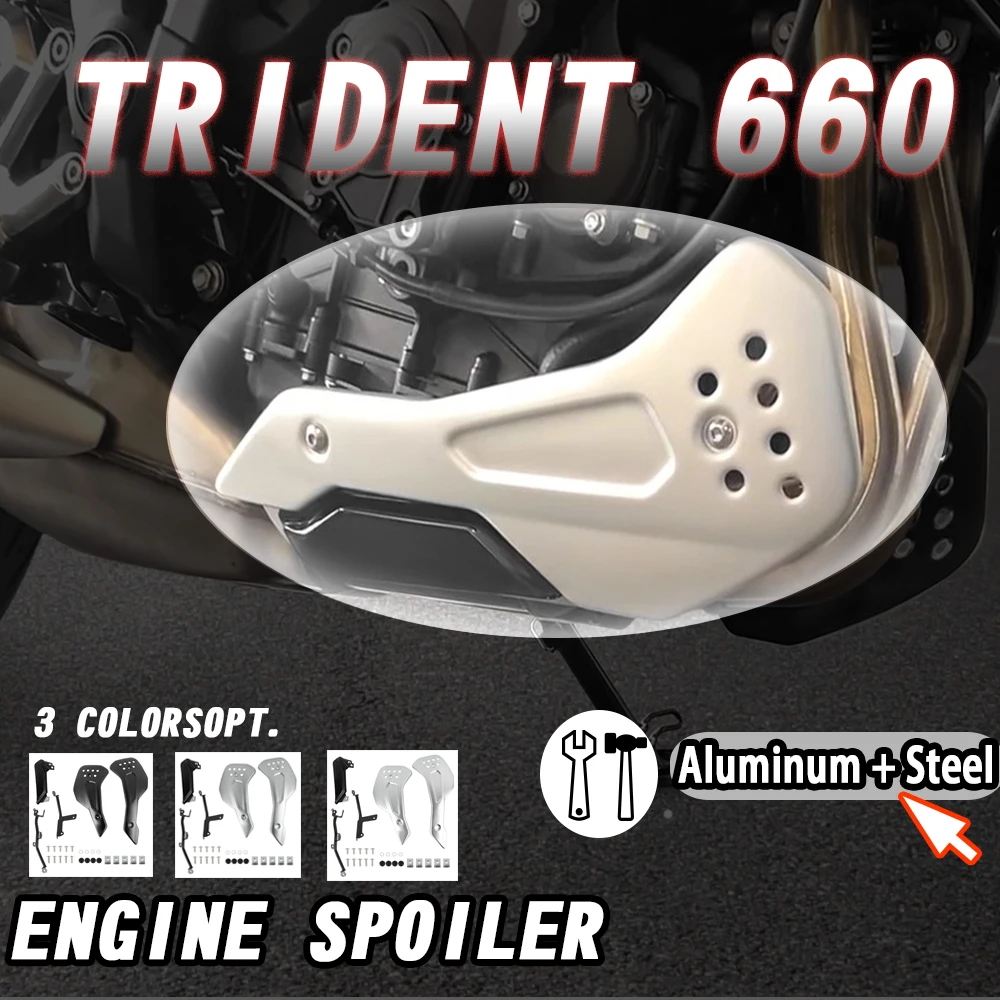 Motorcycle Aluminum Engine Guards Belly Pan Protection Plates Lower Spoiler For Trident 660 Tiger Sport 660 2021 2022 2023