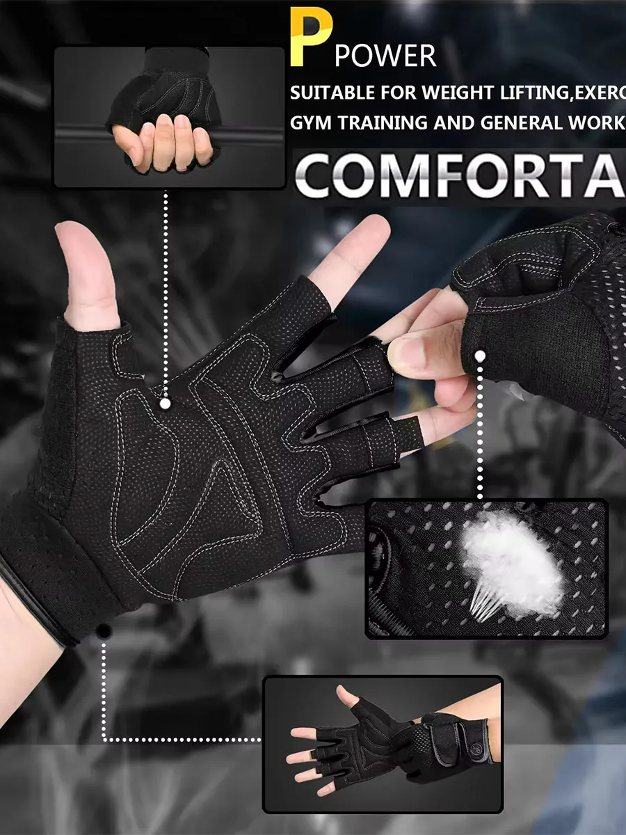 AliExpress NONE Half-Finger Workout Gym Gloves for Men & Women with Pads Weight Lifting Exercise Fitness Gloves for Training Pull Ups Rowing