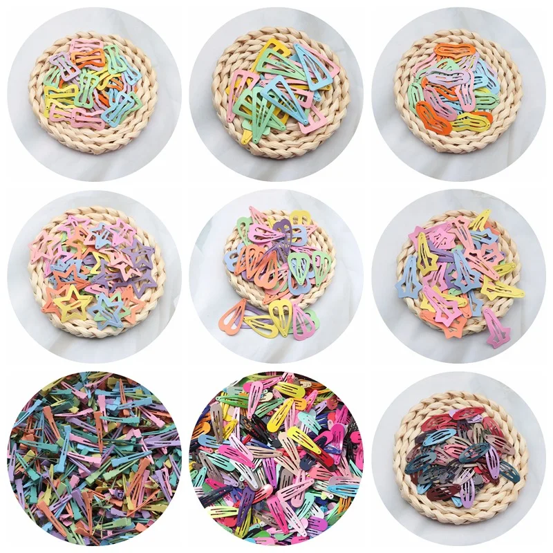 40Pcs Set Neue Farbe Druck BB Clip kinder Gebrochene Haarnadel Metall Seite Kleines Mädchen Haar Zubehör Haarnadel – Detail 5