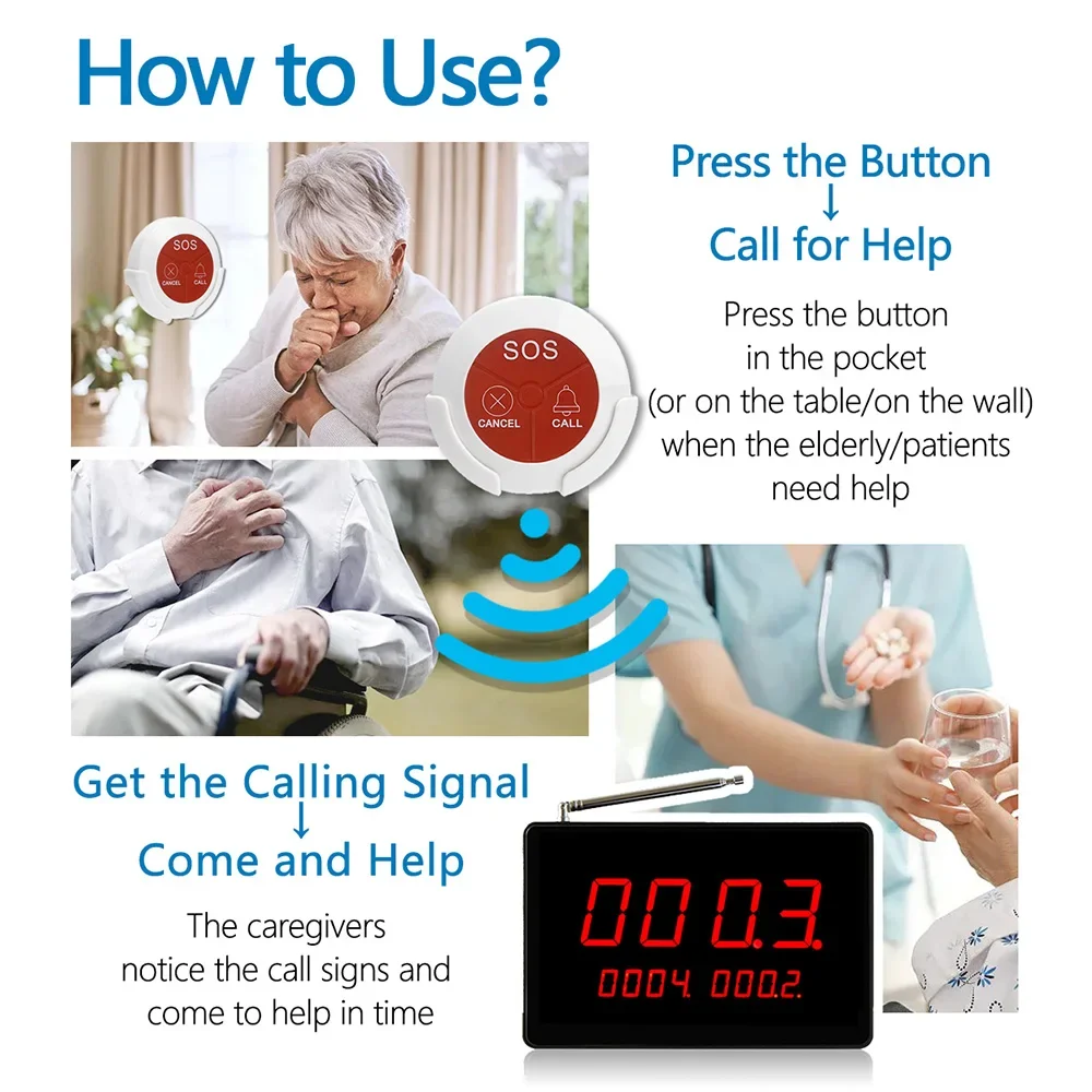 Wireless Nurse Call Button Hospital Clinic Emergency Alarm Kit Patient Call System