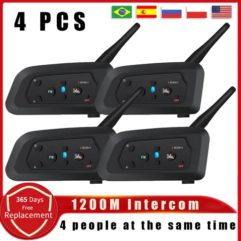 Мотоциклетная Bluetooth-гарнитура V4 PRO С Интеркомом, Дальн