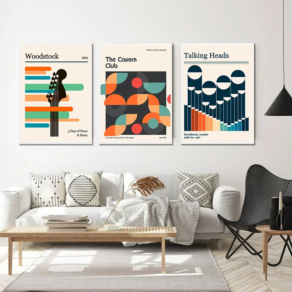Punk Band Retro Gig Poster Abstract Minimalist Art Prints Talking Heads Canvas Painting Geometry Music Wall Room Decor Pictures