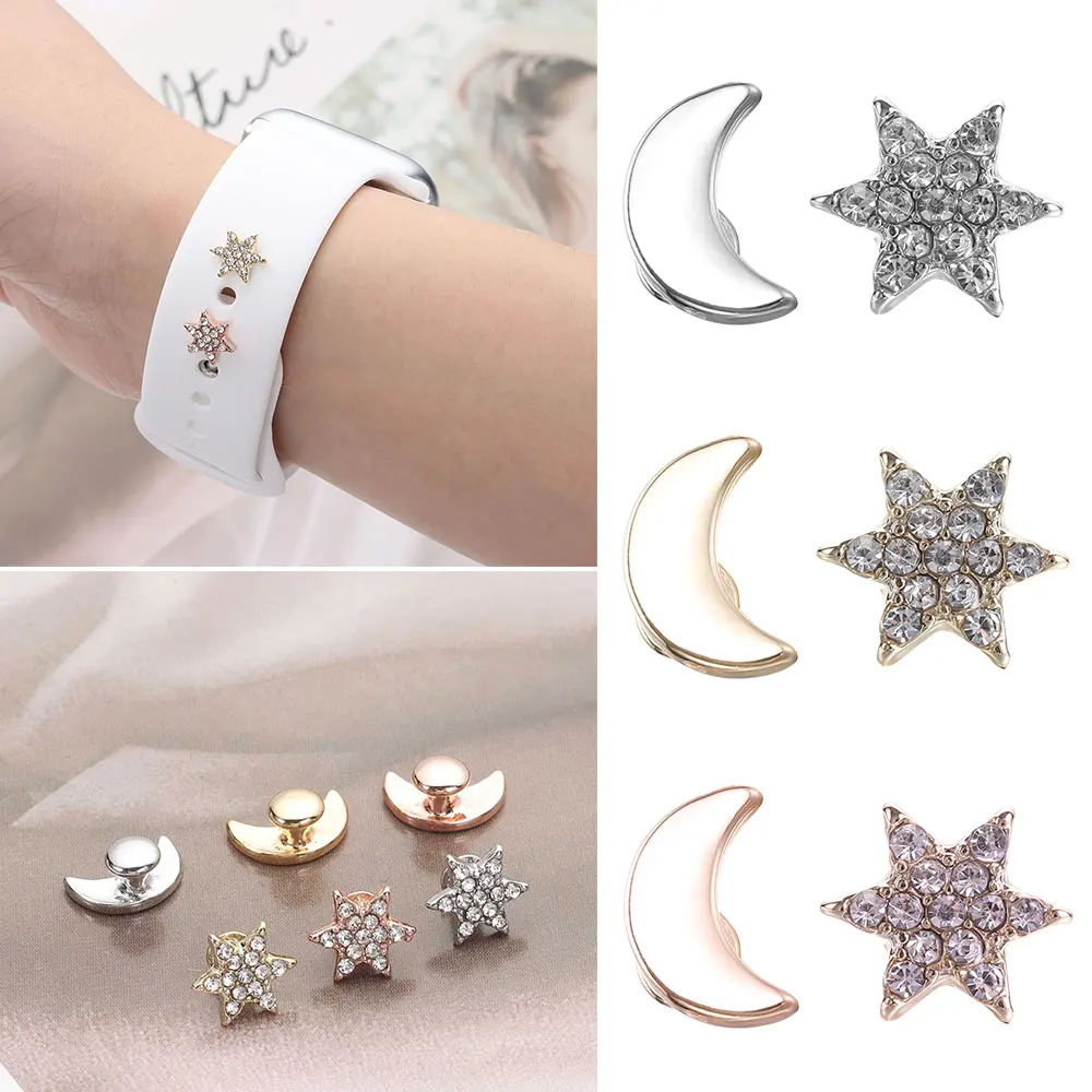 Metal Nails For Apple Watch Straps 10/9/8 Diamond Love Decorative Needle Butterfly/Stars/Moon/Claw 20/22mm Bracelet Accessories