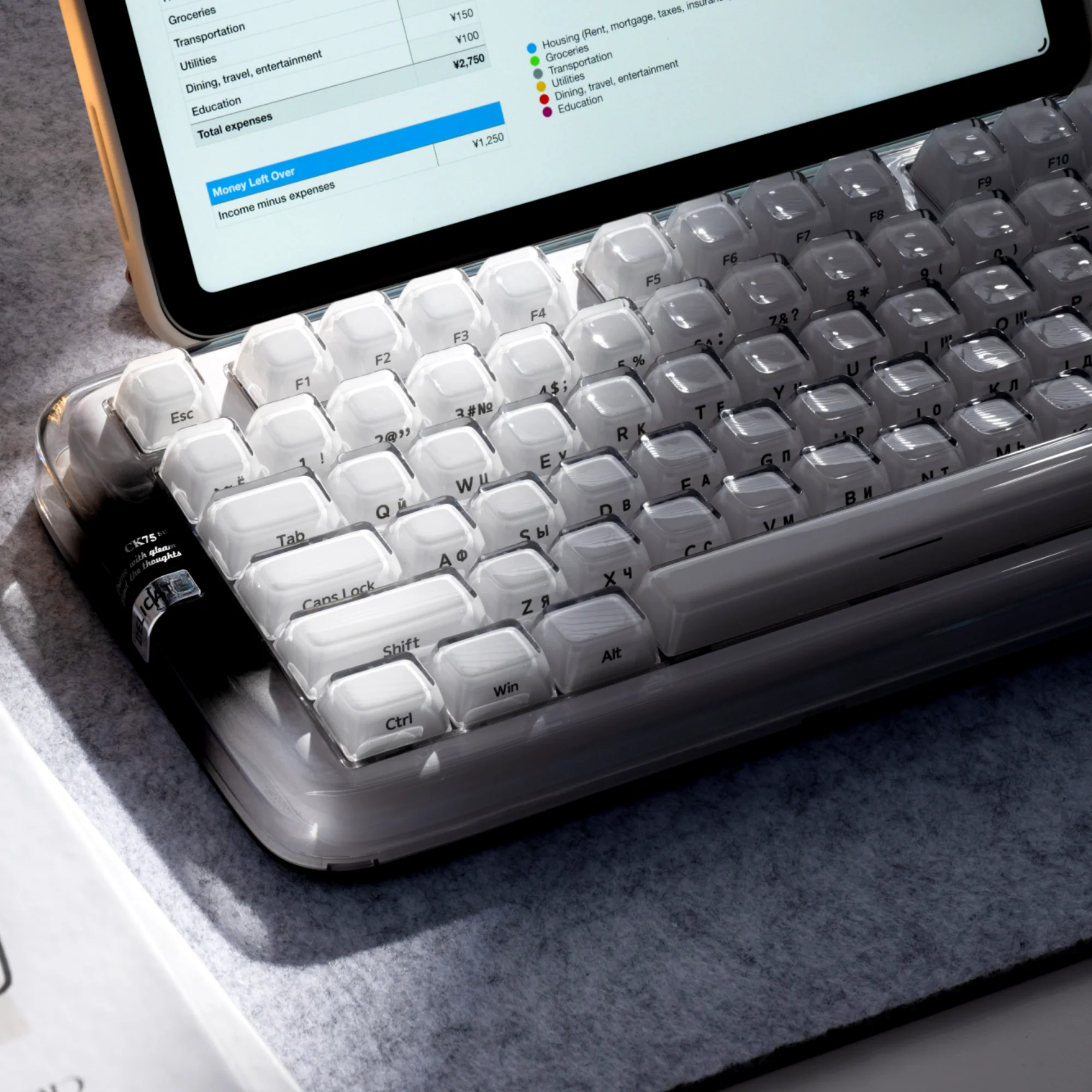 XVX Crystal Keycaps for Keyboard with Russian Layout MDA Profile Jelly R2 Side-Printed 122-Key(only keycaps)