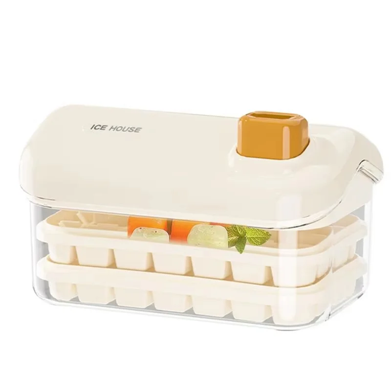 

SEWS-Leak-Free Ice Cake Tray With Lid And Storage Bin - Food-Safe Silicone Tray For Freezer, Ideal For Coffee & Drinks