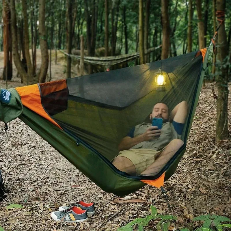 Hot sale Travelers camping outdoors with mosquito net hammocks, increased anti roll over speed, anti mosquito hammocks