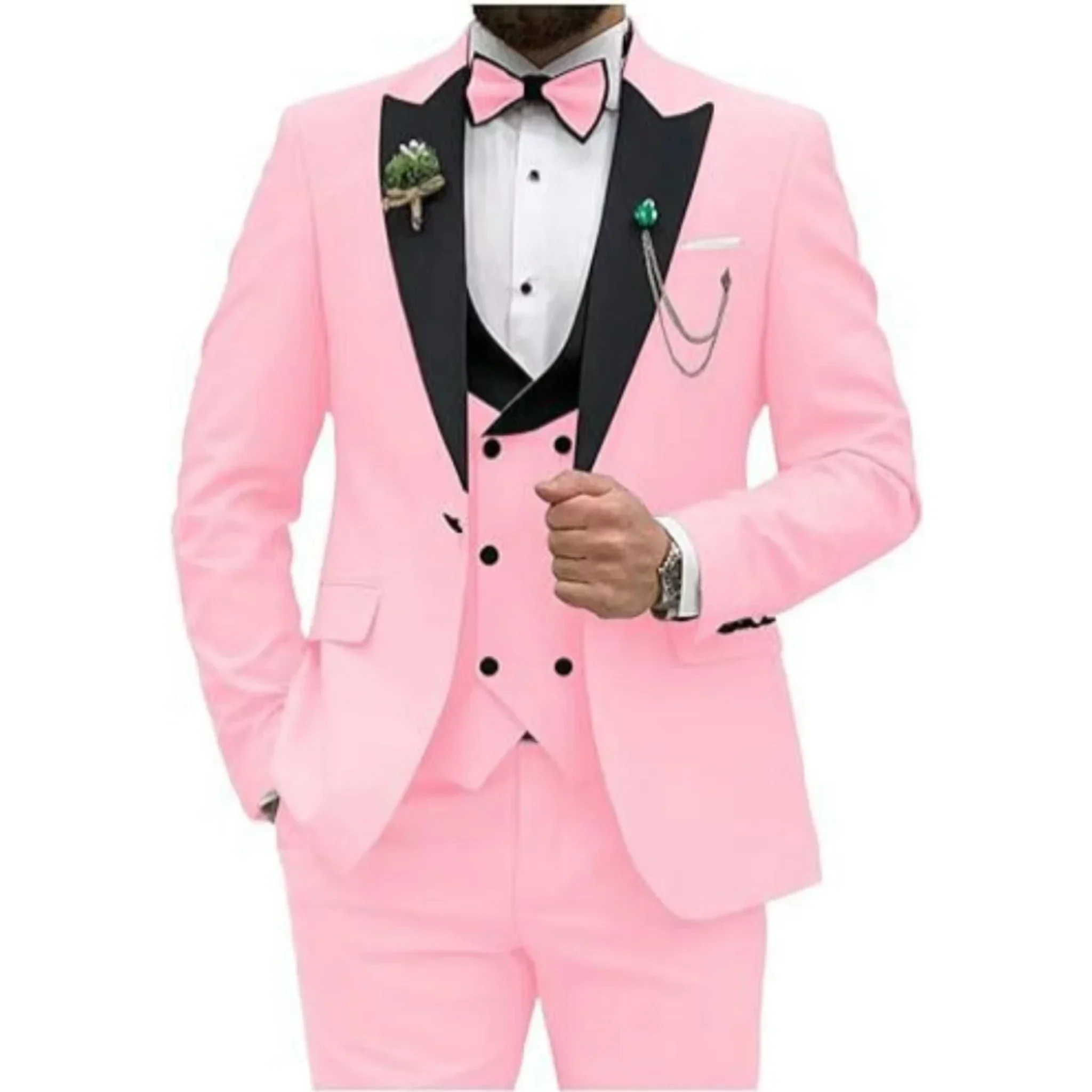 Terno masculino colorido luxo blazer colete e calça define 3 peça vestido de aniversário negócios baile de formatura trajes de festa à noite alta