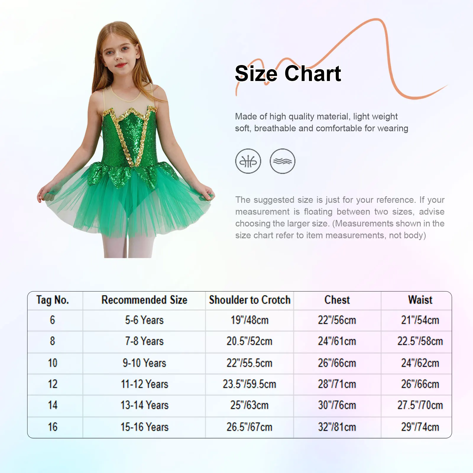 Kids Girls Ballet Dance Dress Green Sequins Halloween Elf Mesh Tutu Gymastics Leotard Figure Skating Dance Performance Costume