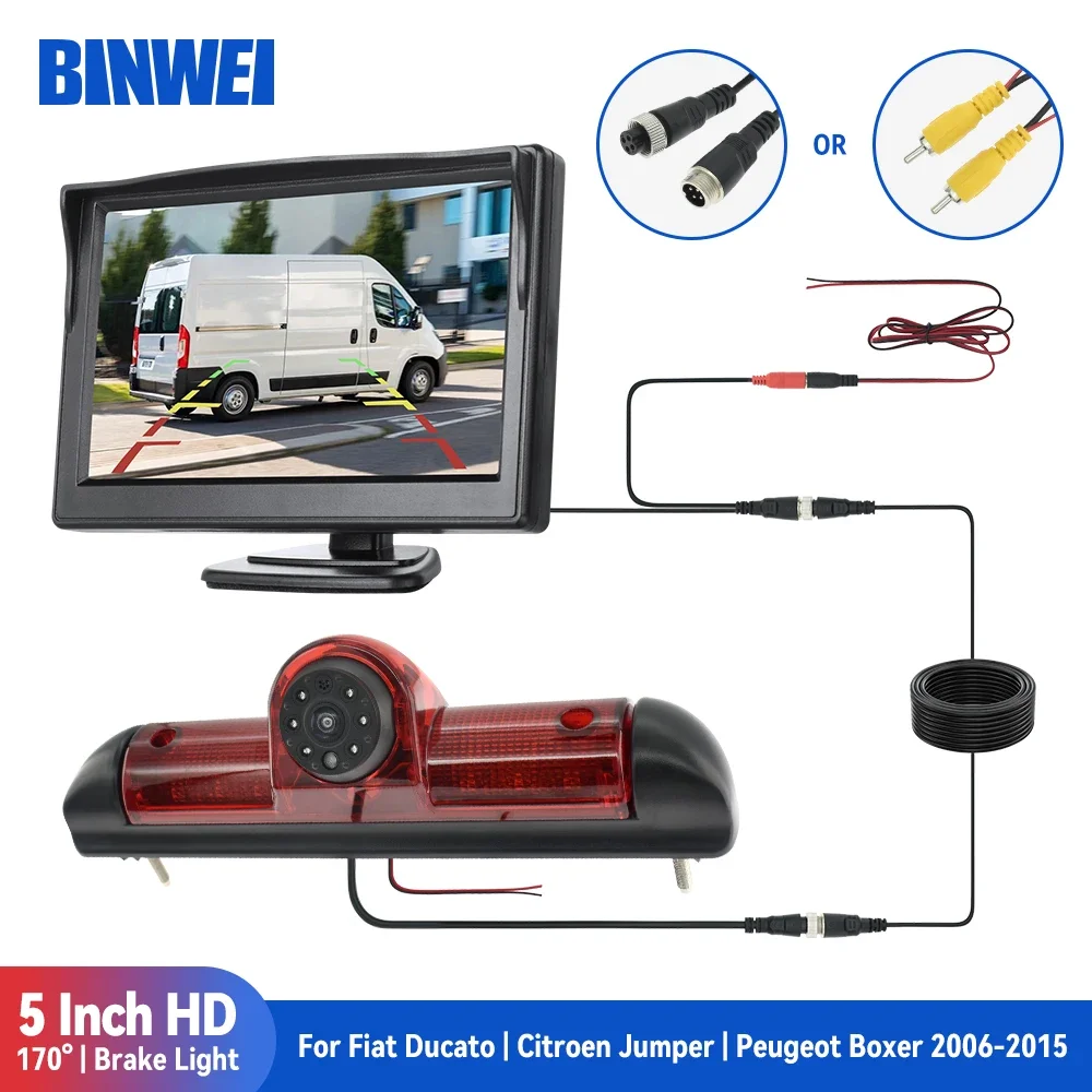 

BINWEI Car 5 Inch Monitor with 170° Rear View Camera Brake Light for Fiat Ducato | Citroen Jumper| Peugeot Boxer 2006-2015