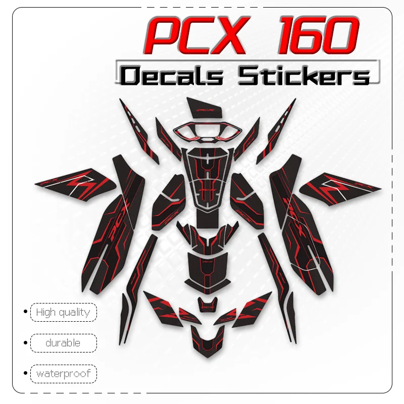 

pcx160 New Motorcycle 3D Fish Bone Fuel Tank Pad Protective Decals Body Sides Protective Stickers For PCX160 PCX 160 2021 2022