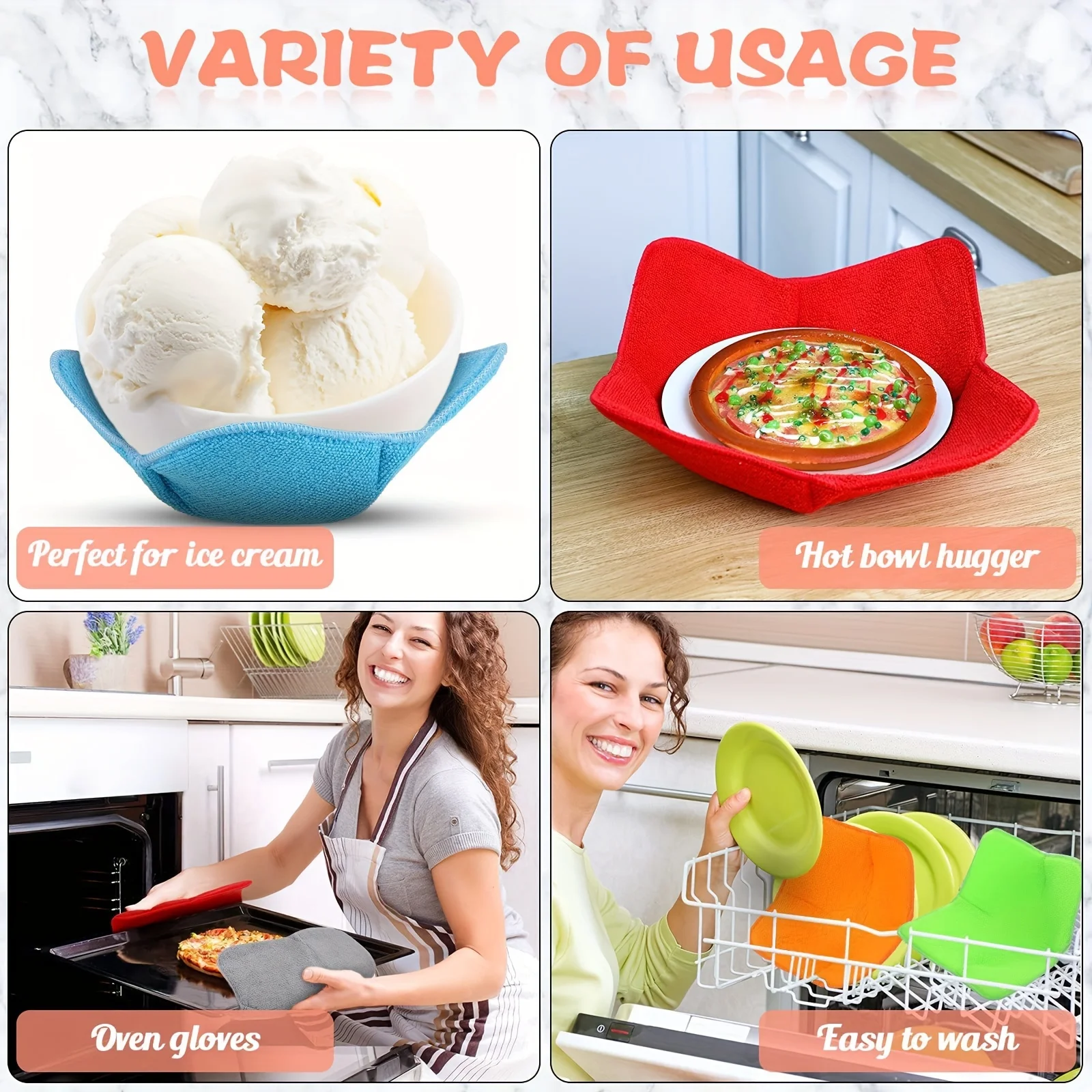 4pcs/1pc Set Microwave Bowl Cozy Holders for Hot Food Set of 4 Hot Pads for Bouillon Cups Multipurpose Heat Proof Plate Holder - view 6