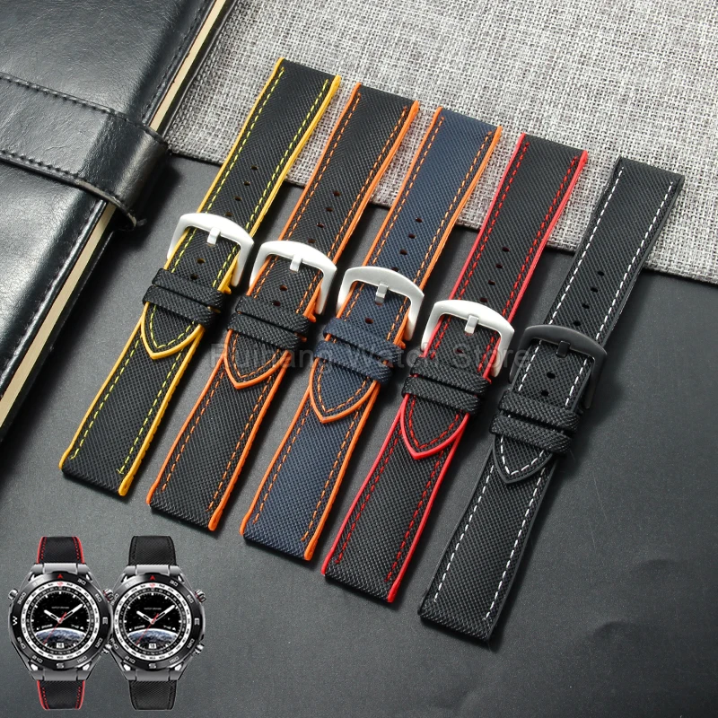 Exquisite Nylon Silicone Watch Strap Groove Design Anti Slip Breathable Skin-Friendly for Omega Casio PRG600/650 Citizen JY8020