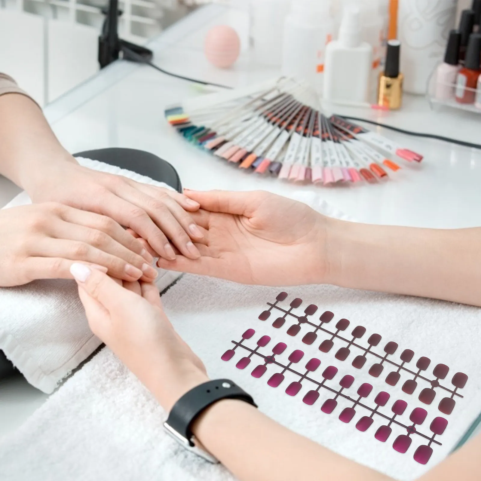 240Pcs Press on Nails Short False Nail Tips ABS Reusable Non-Damaging Elegant Fade-Resistant DIY Nail Art Kit for Wedding Prom