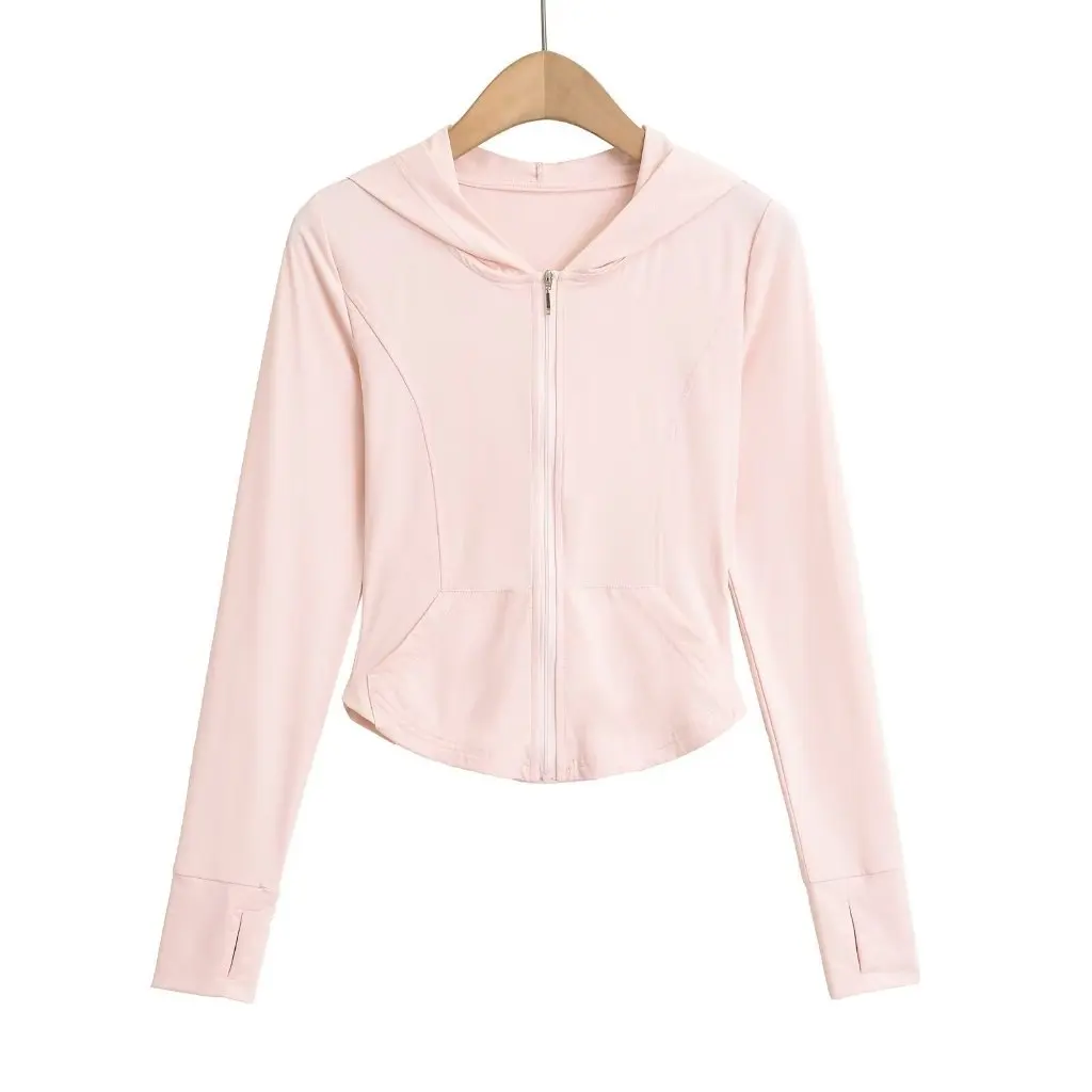 

Women's Slim Fit Ice Silk Sun Protection Cardigan Summer Yoga Sports Zipper Top Tight Coat New Style