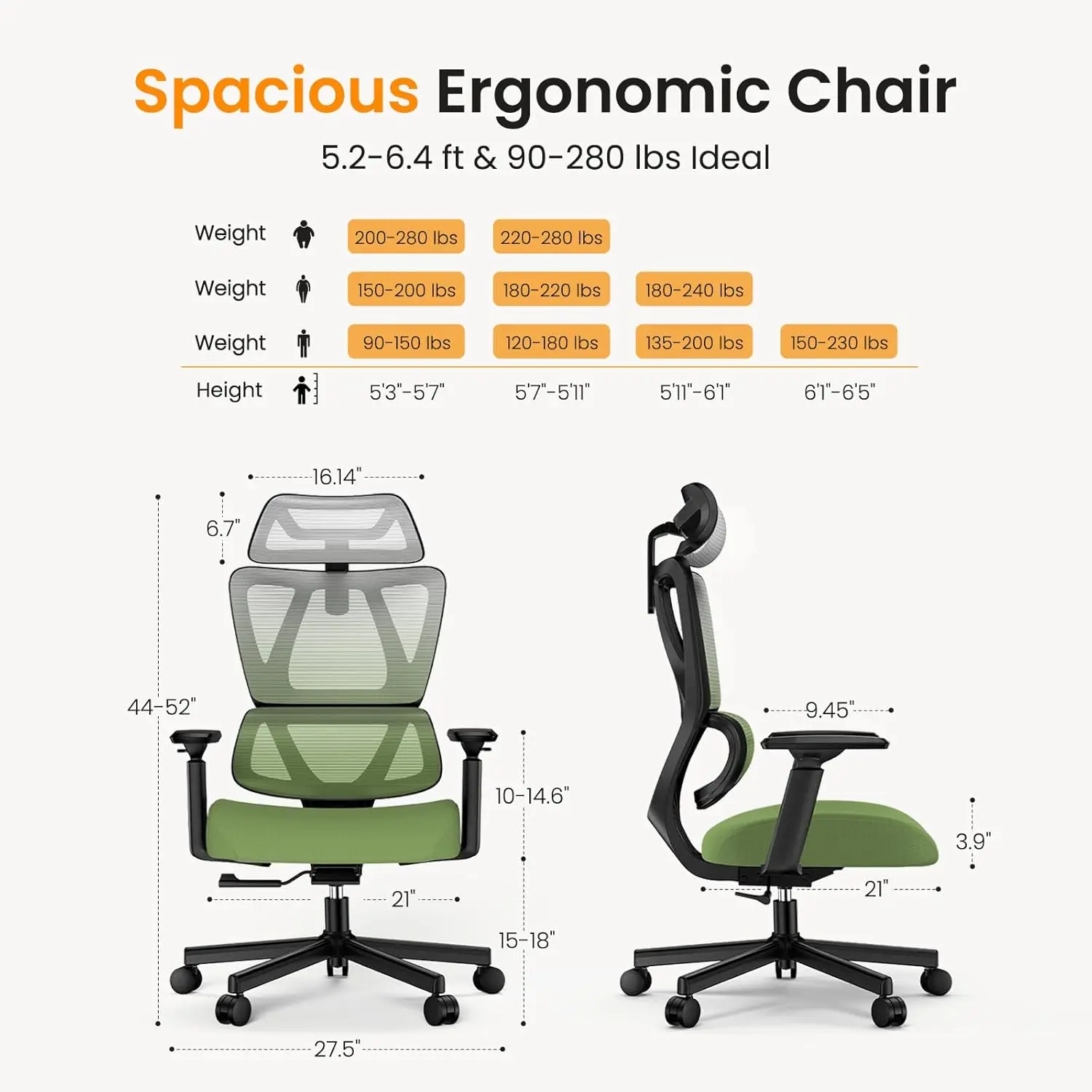 ProtoArc Ergonomic Office Chair with Adaptive Lumbar Support, 30% Thicker Saddle Shaped Spring Cushion, Mesh Computer Chair with