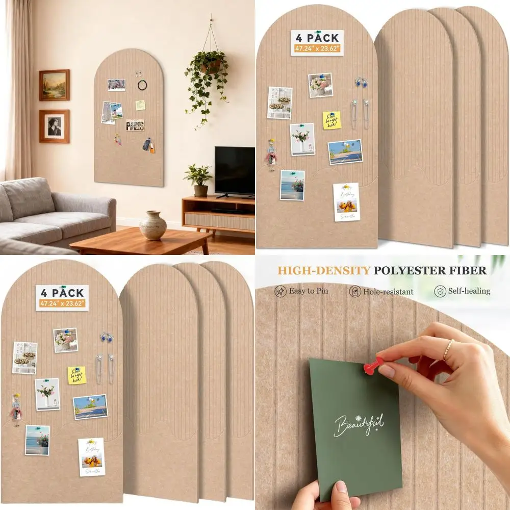 

Набор самоклеящихся войлочных досок для объявлений, 96x48 дюймов, 4 предмета, 40 контактов в комплекте, декор для стен без пробки для дома и офиса