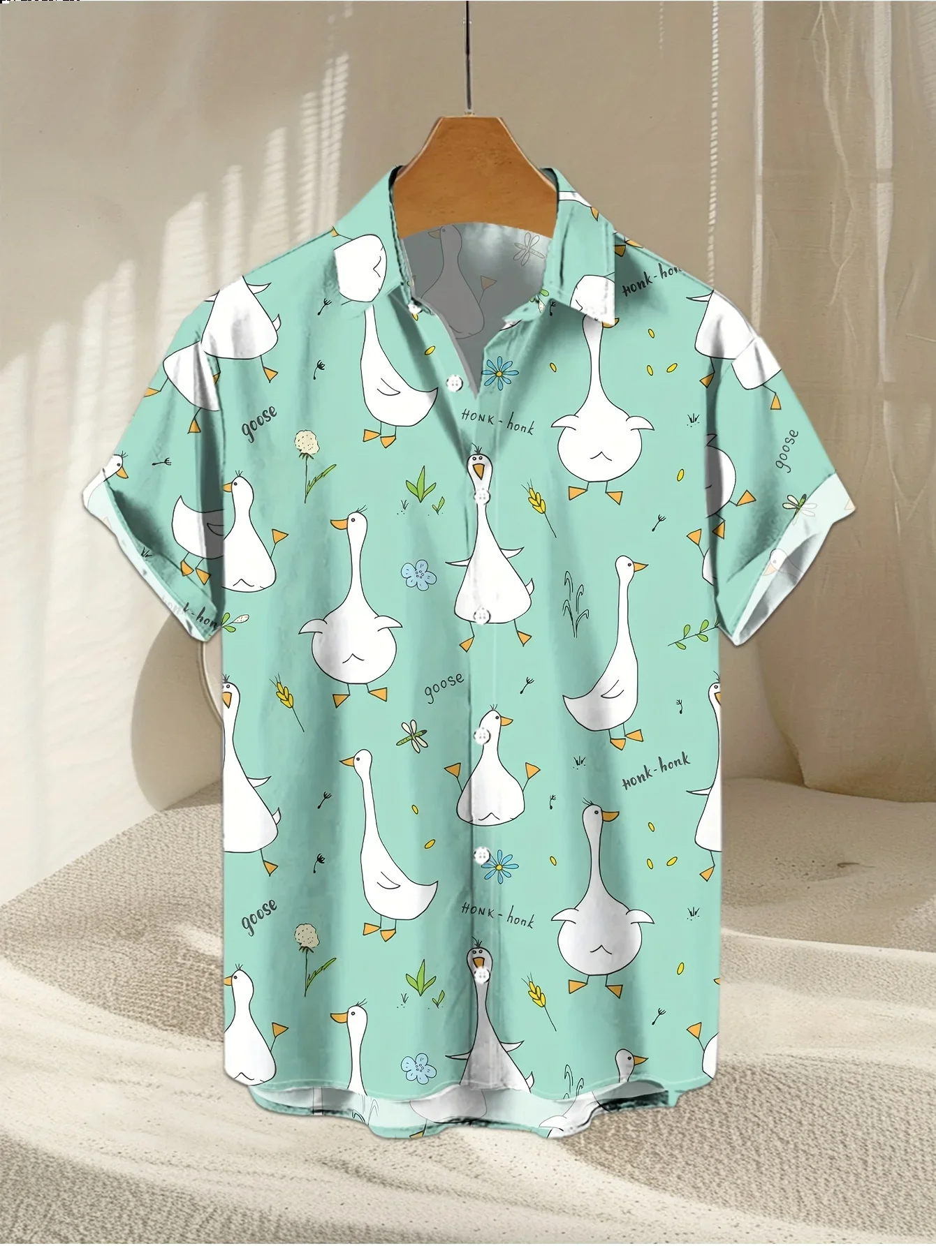 Men Summer Oversized Short Sleeve Lapel Hawaiian Aloha Shirt, Tropical Night Parrot Cocktail Tiki Bar Print Multi Available