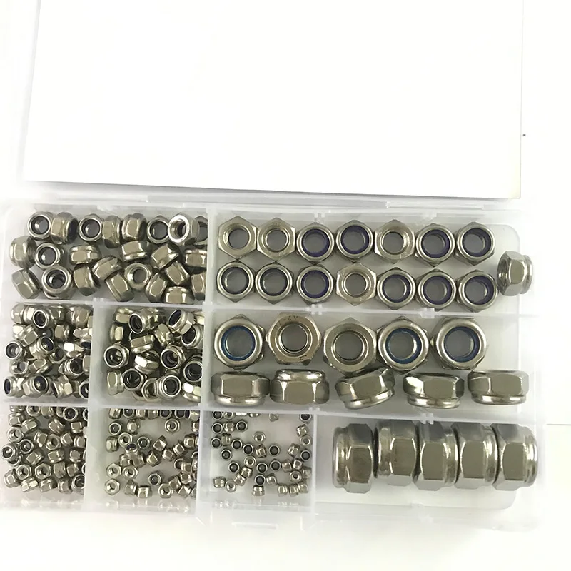 Schloss Mutter 240 stücke Nylon Lock Mutter 304 Edelstahl M2 M 2,5 M3 M4 M5 M6 M8 M10 M12 hex Hexagon Selbst Locking Mutter Sortiment Kit – Detail 5